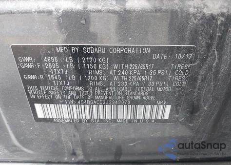 2018 Subaru Outback 2.5I Premium из США, поврежденный, VIN 4S4BSACC3J3243070